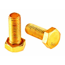 DIN933 Cabeza hexagonal Amarillo Zinc Platedbolts con acero al carbono